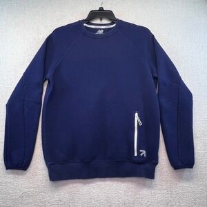 New Balance Crewneck Sweatshirt Men's Large Navy Blue Zip Pocket Athleisure